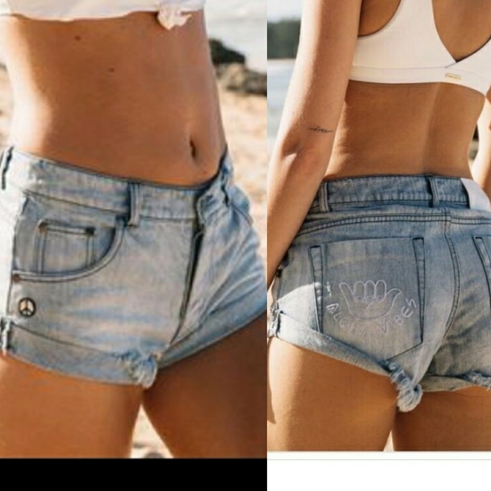 Spiritual Gangster aloha vibes jean shorts